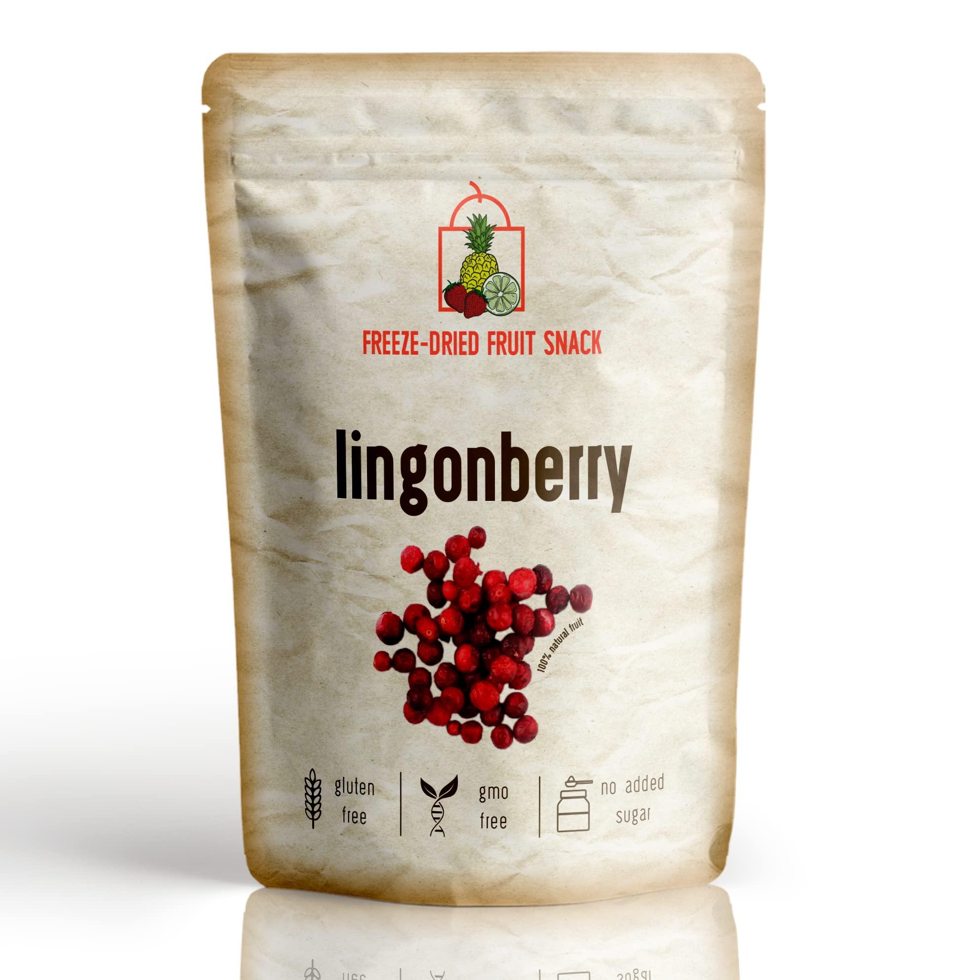 Dona Maria Gourmet FREEZE DRIED LINGONBERRY - PACK 5 100% Natural LINGONBERRIES Nothing Added Snack Pouch