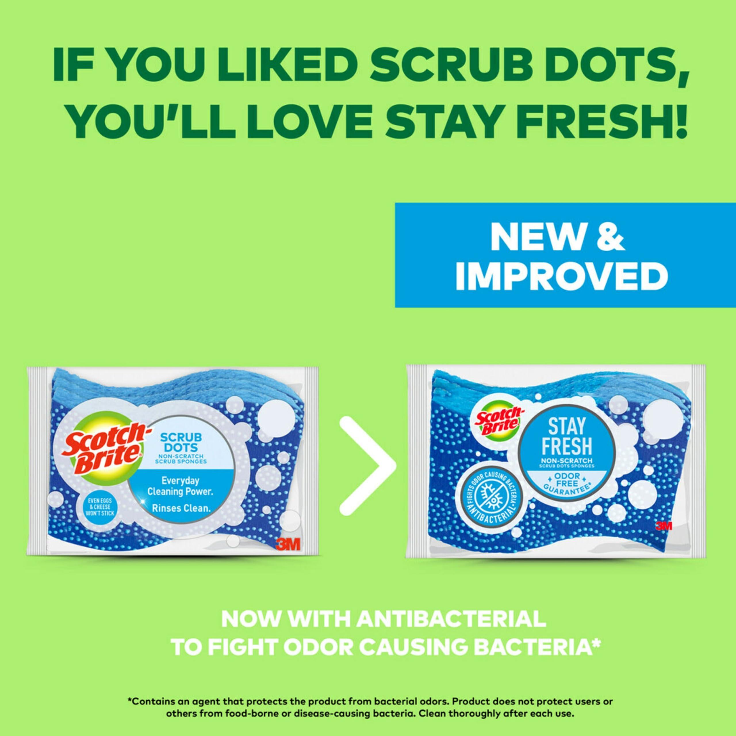 Scotch-Brite Scotch-Brite Scrub Dots Non-Scratch Scrub Sponge, Rinses Clean, for Washing Dishes and Cleaning Kitchen, 3 Scrub Sponges (Pack of 2)