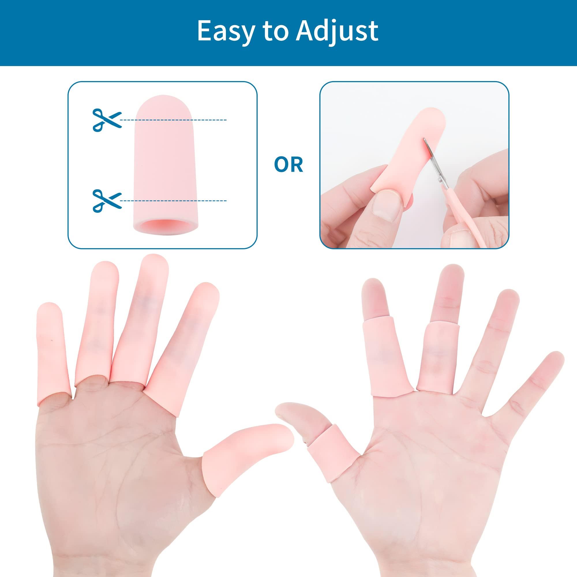 HioIoiH Silicone Finger Protectors(12 Pack),Gel Finger Protectors,Finger Sleeves,Finger Caps,Relief from Pain of Finger Tips Cracked, Finger Arthritis,Friction, Prevent Calluses,Corn,blisters,Hammer Toe