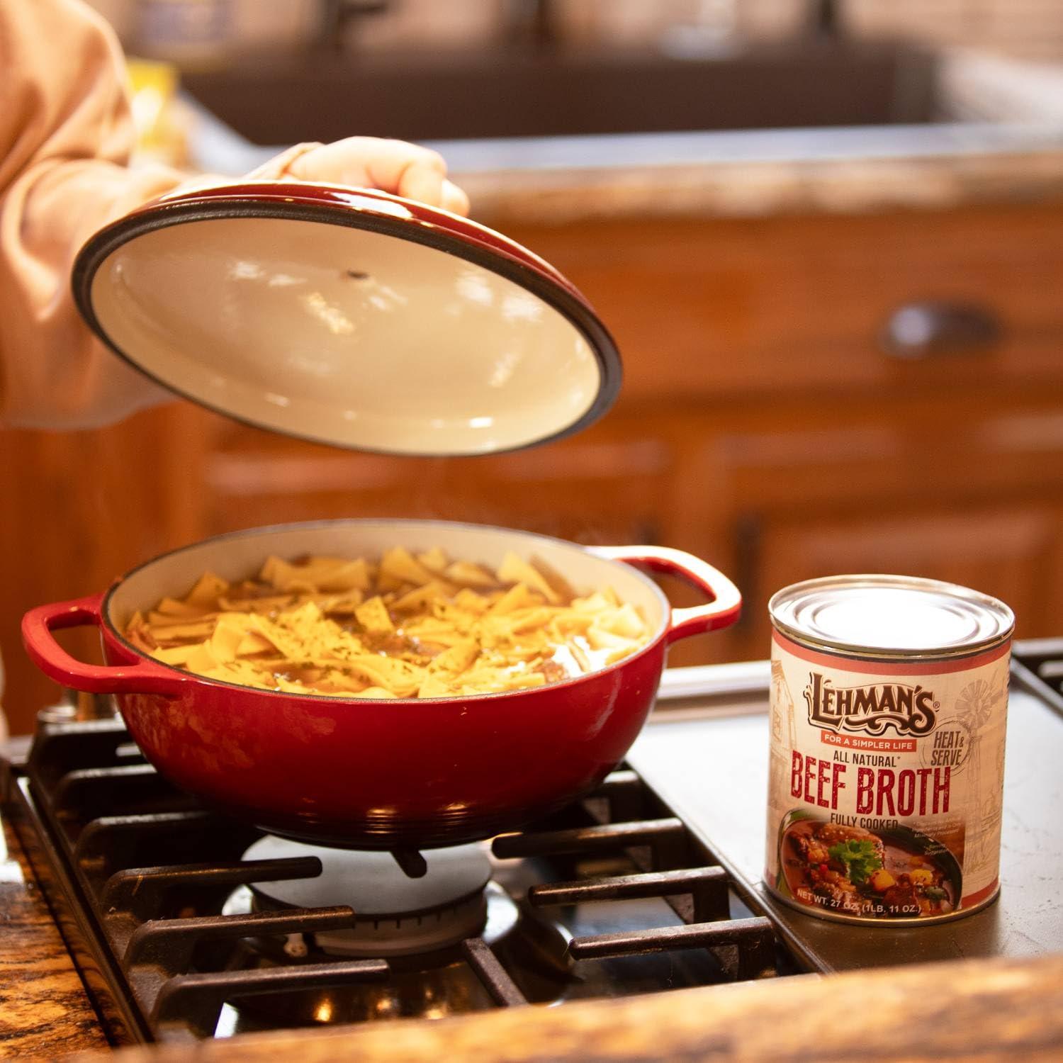 Lehman\'s Lehman\'s Canned Beef Broth for Cooking, Baking and Kitchen Pantry, Fully Cooked, Heat and Serve Can, 27 oz