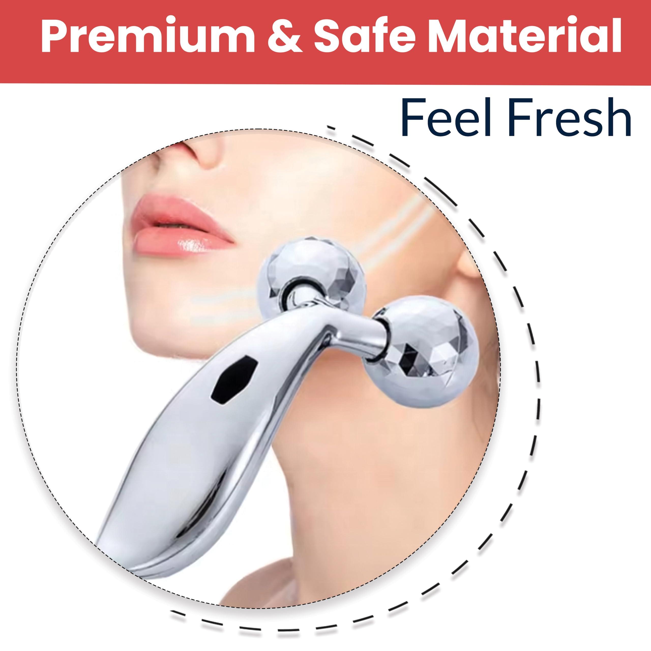 Temperia Temperia 3d Manual Face Massager For Women | Facial Massager & Face Roller For Glowing Skin | Self Care Product | Body Massage Tool, Silver