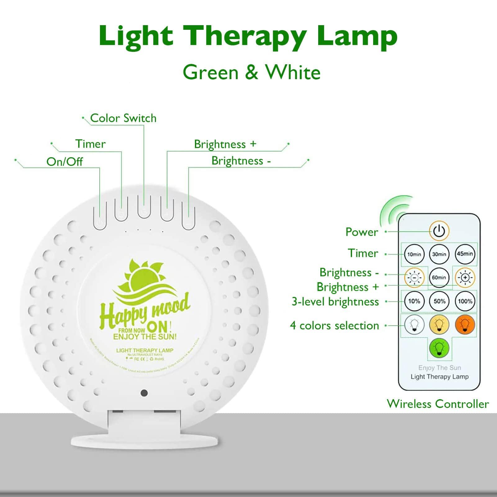 Lukirch Lukirch Green Light Therapy Lamp, UV-Free Therapy Light, 4 Colors, Natural Relief for Migraine Relief, Good Sleep, Happy Mood, Boost Energy and Jet Lag (Greenlight)