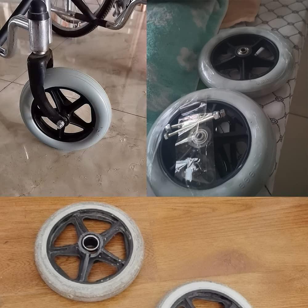 HBCH HBCH Universal Caster A Pair of Manual Wheelchair Front Wheel 6 Inch 7 Inch 8 Inch Solid Walker Replacement Wheels Front Small Tire - Front Wheelchair Caster with Bearing - Anti-Slip