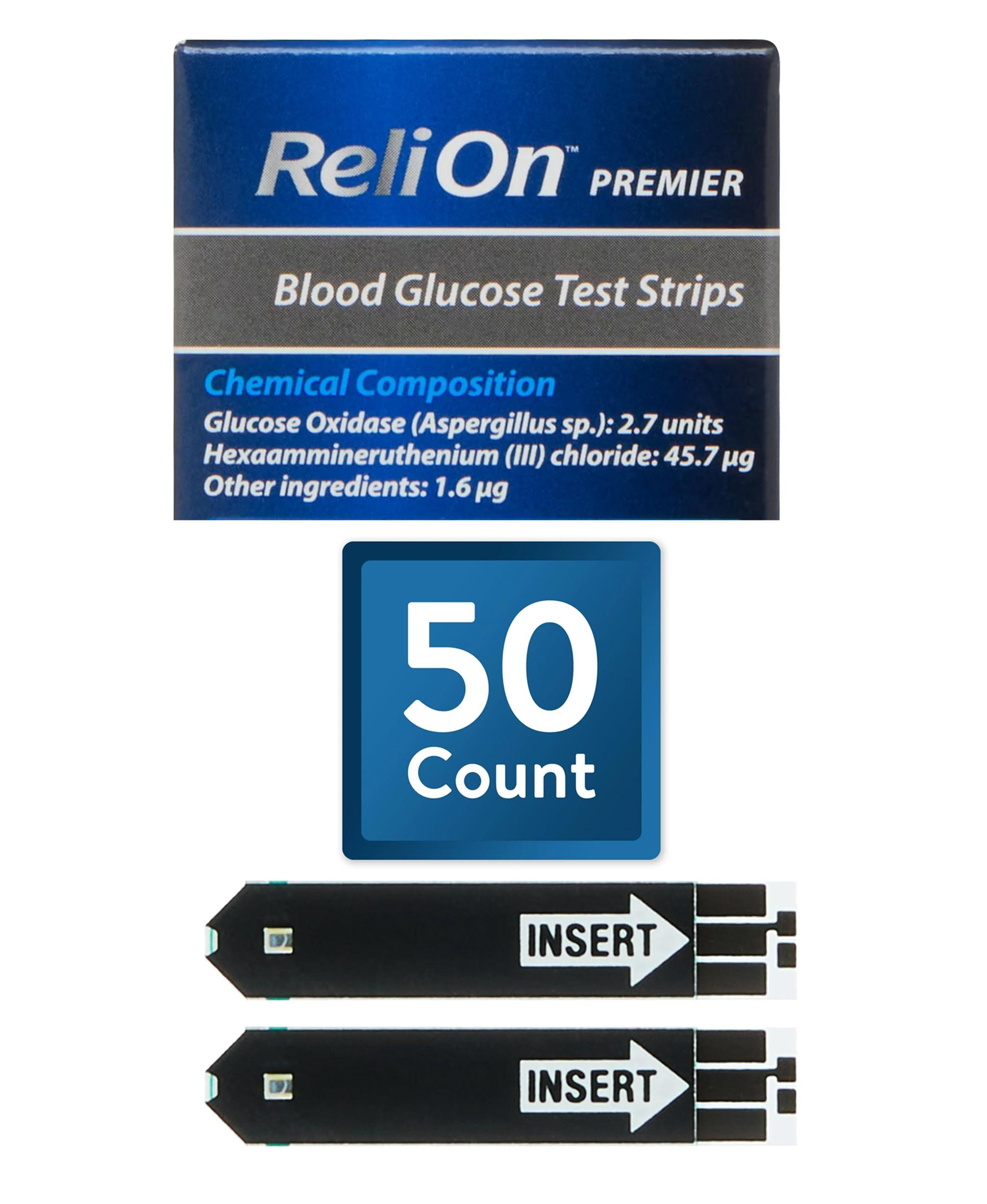 Generic Generic Blood Glucose Test Strips | 50 Count | Diabetic Supplies for Glucose Monitor | Accurate Blood Glucose Monitoring | Tiras para Medir la Glucosa | Compatible with ReliOn Premier Meters