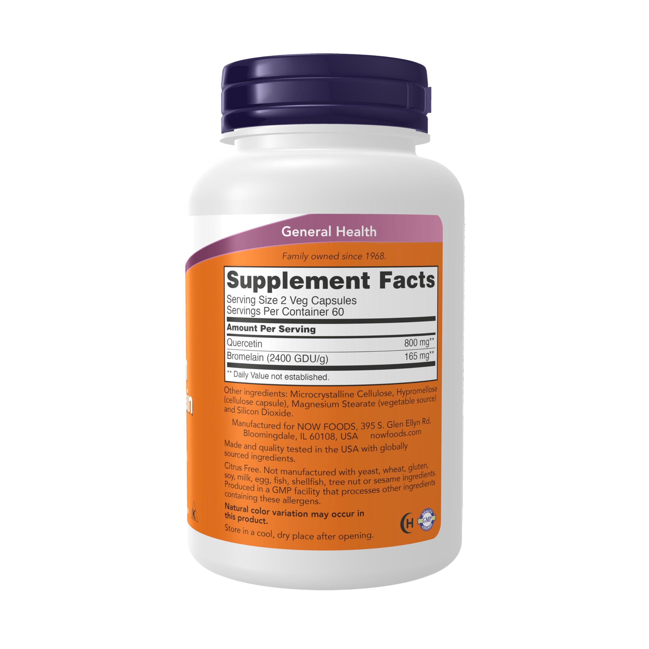 NOW Foods NOW Foods Supplements, Quercetin with Bromelain, Balanced Immune System*, 120 Veg Capsules