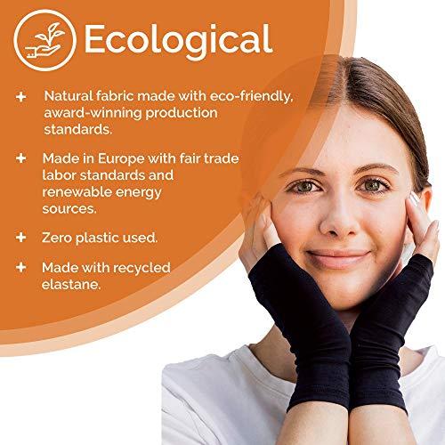 YoRo Naturals YoRo Naturals, RemedyWear Fingerless Moisturizing Gloves for Relief from Eczema and Inflammation with Tencel and Zinc Gloves for Adult(Black,L-XL)