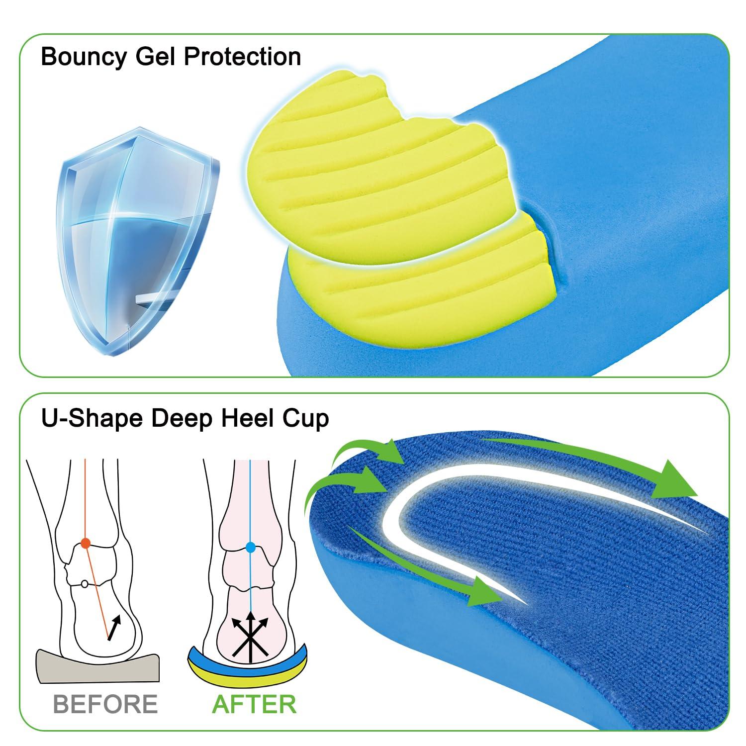 Endoto Endoto Arch Support Insoles for Toddlers Kids and Youth Flat Feet Foot, Footwear Inserts for Boys & Girls, for Big and Little Kids Orthotic(Size:EU 27-29 / US 10.5-12.5 Little Kid)