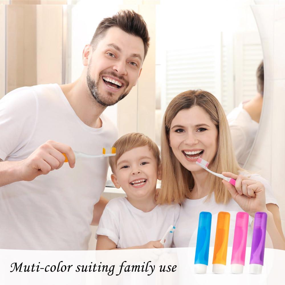 iRFKCIOW Travel Toothbrush 4 Pack Mini Toothbrush Soft Travel Toothbrush Set Portable Folding Travel Size Toothbrush with Toothbrush Case Individually Wrapped Small Toothbrush for Home Camping Hiking School