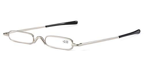 SOOLALA SOOLALA Super Slim Compact Reader Reading Glasses Reader w/Pen Clip Tube Case, GunSilver, 1.25