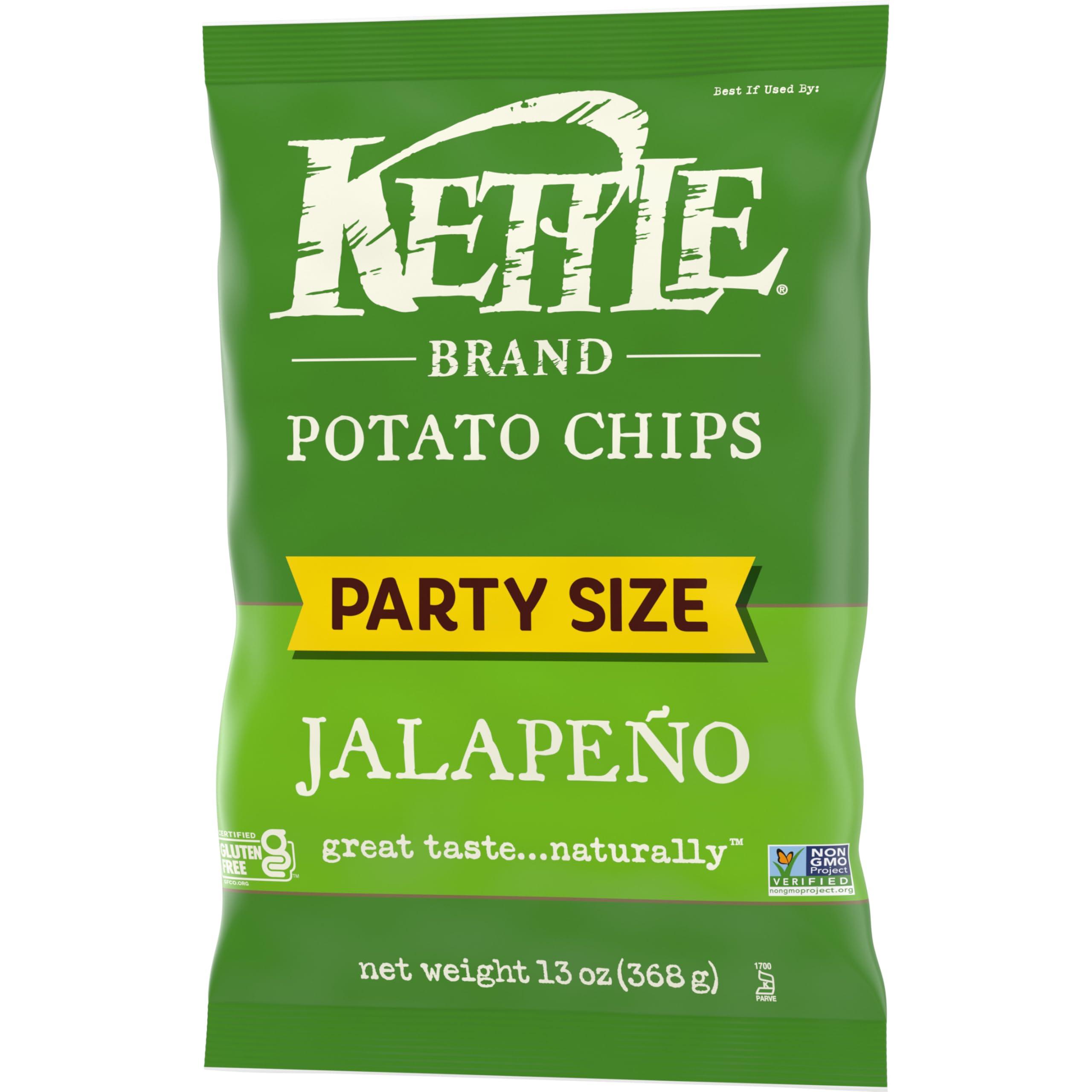 Kettle Brand Kettle Brand Potato Chips, Jalapeno Kettle Chips, Party Size, 13 Oz