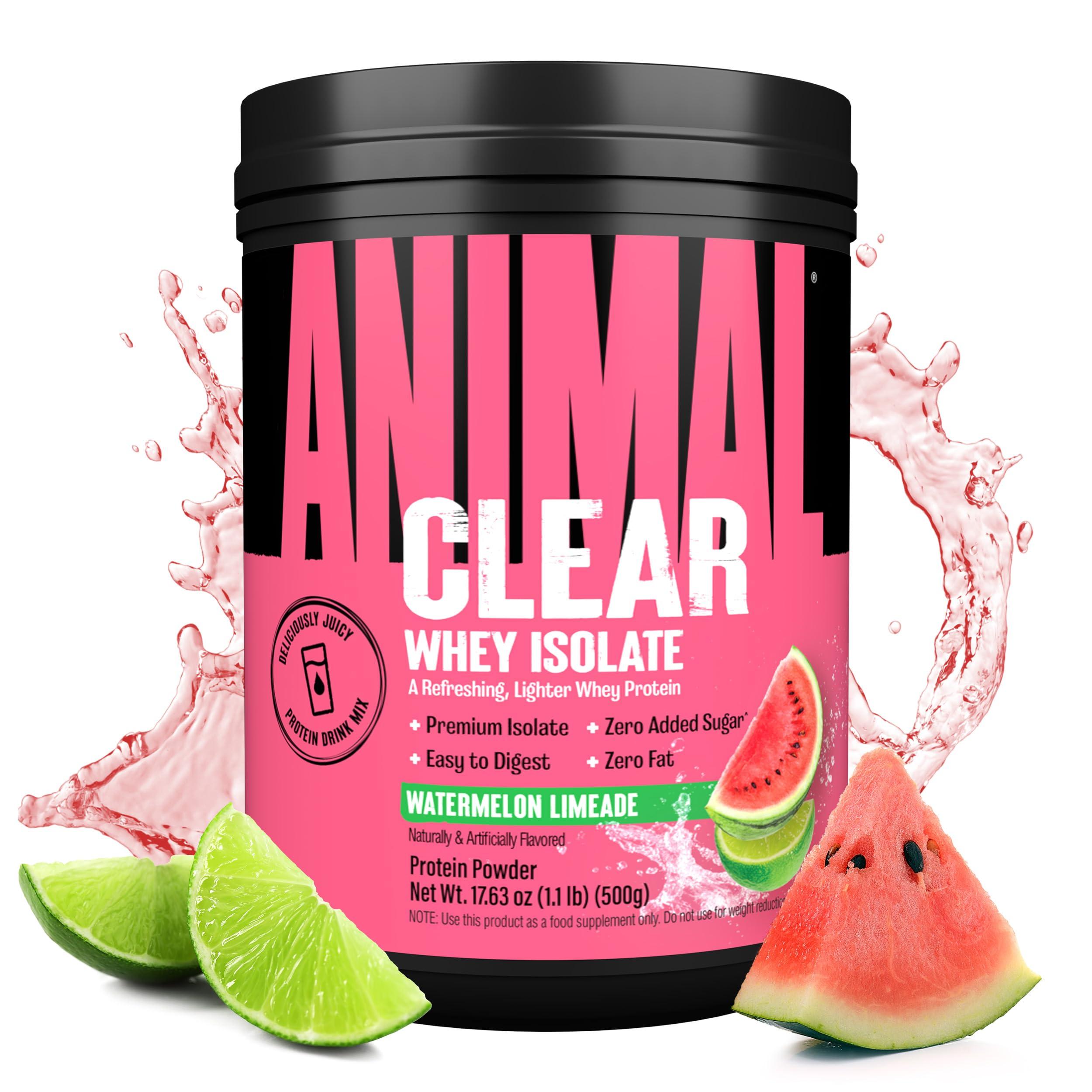 Animal Clear Whey Isolate Protein Powder - Easy to Digest and Mix, 5g BCAA, Deliciously Juicy, Refreshing Anytime Drink for Men and Women, Watermelon Limeade 500g (20 Servings)
