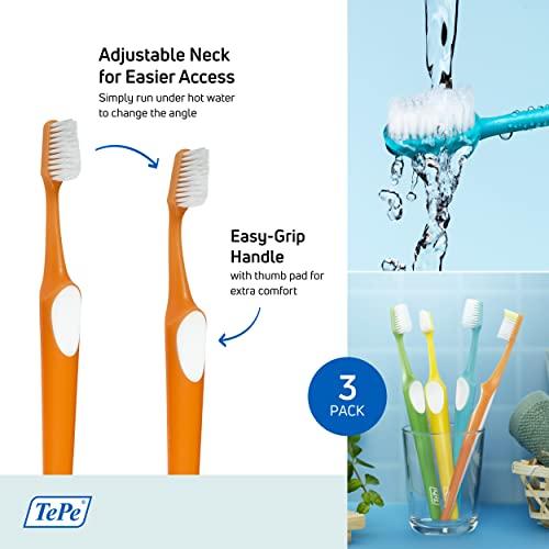 TEPE TEPE Supreme Toothbrush, Soft Bristle Toothbrush, Tapered Brush Head for Sensitive Teeth and Gum Care, Adult, 3 Pack
