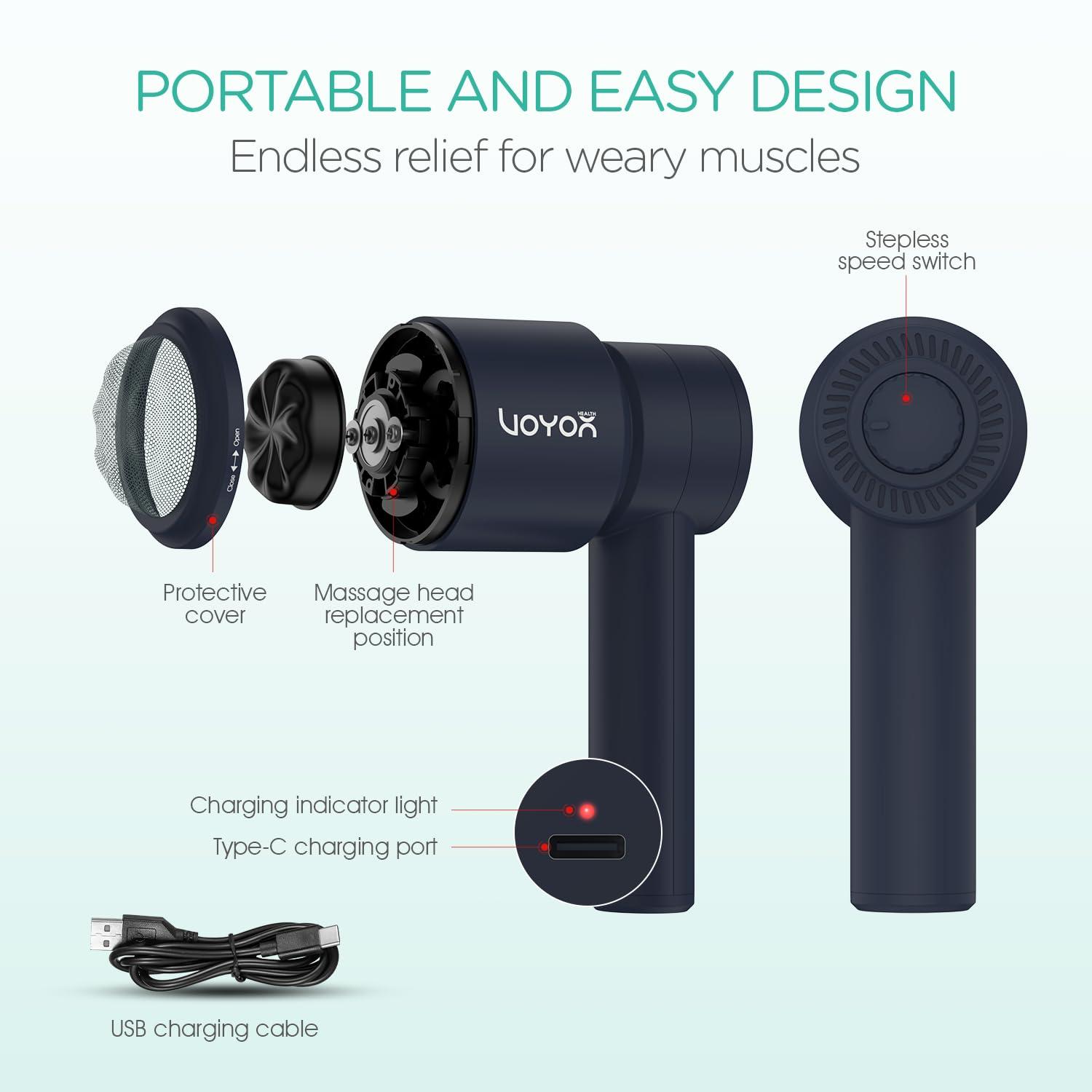 VOYOR-HEALTH VOYOR-HEALTH Handheld Cellulite Massager, Electric Cellulite Remover Body Sculpting Massager with 5 Replaceable Heads for Arm,Thigh,Calves, Cordless & Rechargeable Deep Tissue Massager CM410, Blue