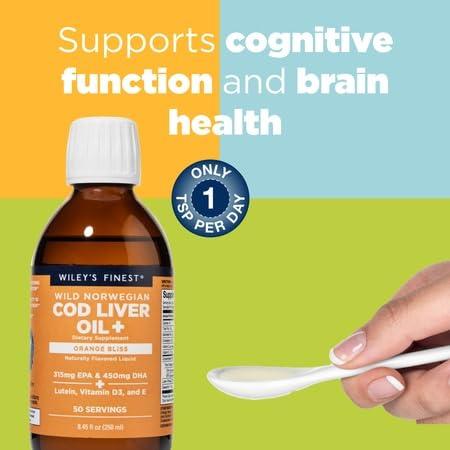 Wiley's Finest Wiley's Finest Wild Alaskan Fish Oil Cod Liver Oil - Orange Flavored Omega-3 Fish Oil Supplement - 755mg Omega-3s - 8.45 Oz (50 Servings)