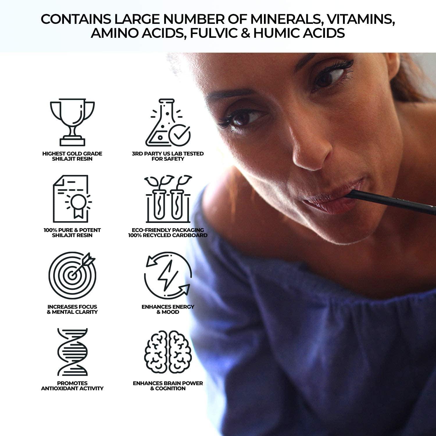 NATURAL SHILAJIT NATURAL SHILAJIT Honey Sticks - Shilajit Resin with Raw Honey, Fulvic Acid & Trace Minerals, Plant Based Nutrients for Energy, Immune Support & Vitality - 30 Shilajit Honey Sticks