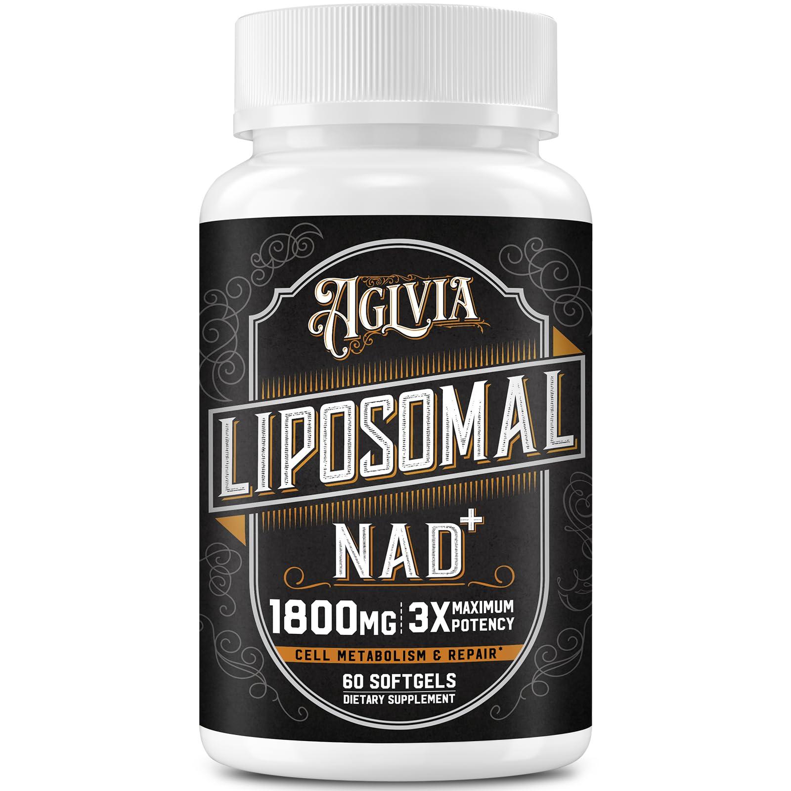 AGLVIA 1800 MG Liposomal NAD Supplement, NAD+ Supplement Similar to Nicotinamide Riboside, 98% Pure NAD Plus Supplement for Energy Booster & Cellular Repair for Men & Women, Non-GMO, 60 Softgels