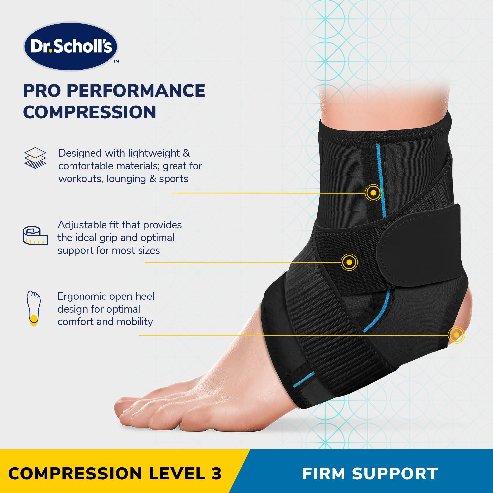Dr. Scholl\'s Dr. Scholls Compression Ankle Support, Breathable Fabric, Open-Heel Design, Versatile Ankle Brace, Support, Great for Workouts and Sports (Size L/XL)