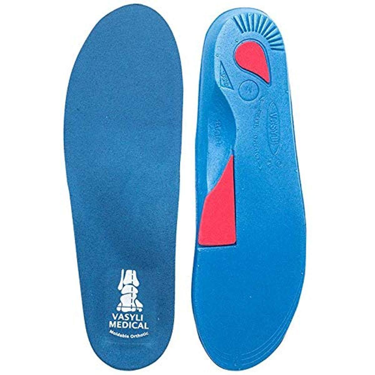 Vasyli Vasyli Custom Full Length Insoles, Blue, Kids Large, Heel Grid Reduces Slippage, Medium Density, Biomechanical Control, Effective Pain Relief, Treats Pronation, Built-in Rearfoot Varus Angle