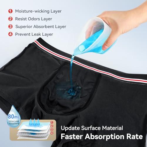 CARER Healthcare Incontinence Pregnancy Mens Incontinence Boxer Briefs 2PCS Leakproof Urinary Incontinence Underwear for Men with Front Absorbent Area for Bladder Leakage Protection, Instant Absorbency Mens Incontinence Underwear, Small