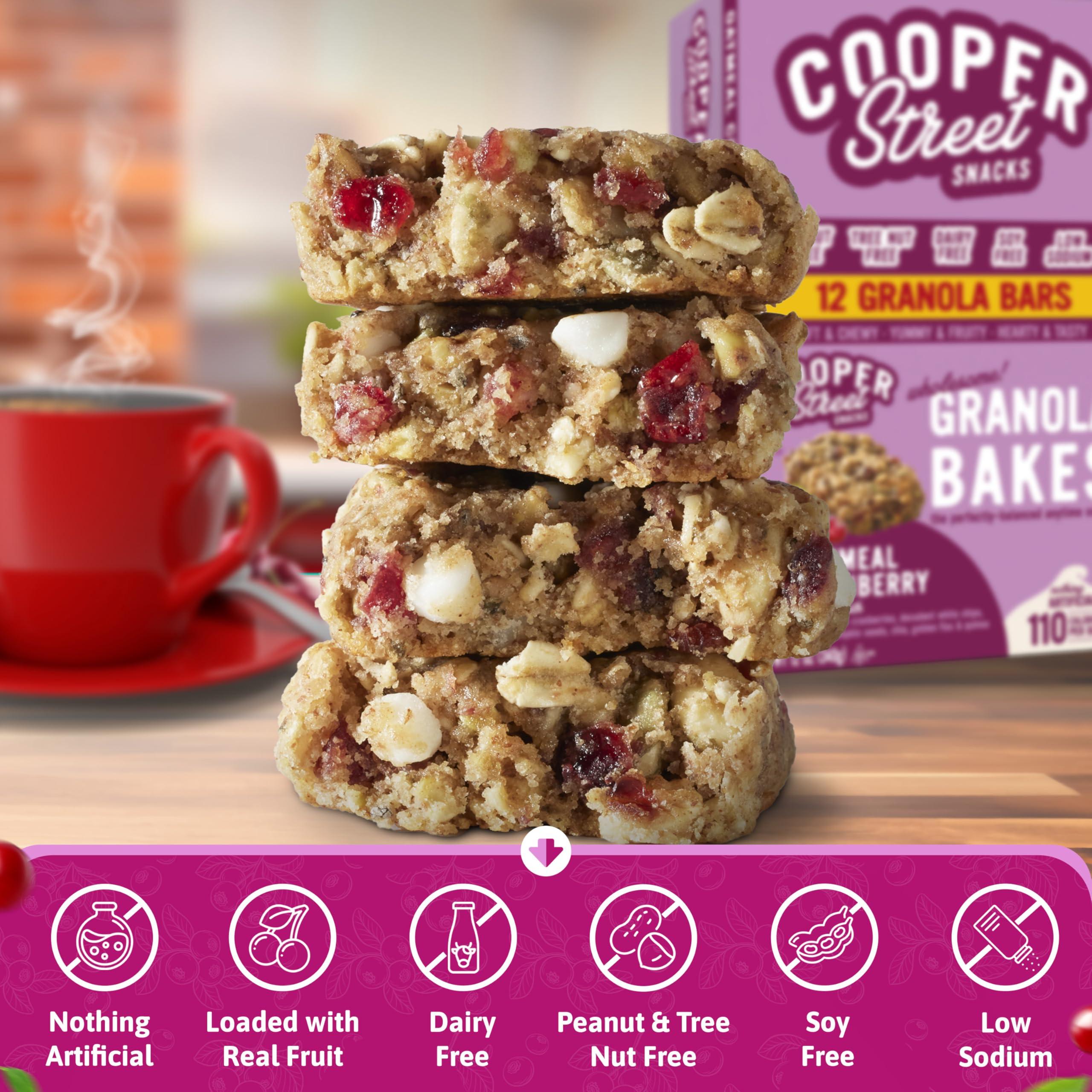 COOPER STREET Cooper Street - Chewy Granola Bakes, Cranberry Oatmeal Cookies, Oatmeal Bars Alternative, Guilt-Free Snacks/Breakfast Cookies, No Nuts, Dairy, Soy & Artificial Ingredients, 12ct Economy 2 Packs