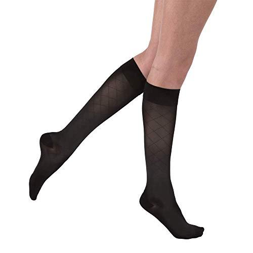 JOBST BSN Medical/Jobst 119171 Ultra Sheer Compression Stocking, Knee High, 15-20 mmHg, Closed Toe, Diamond, Classic Black, Medium, Pair