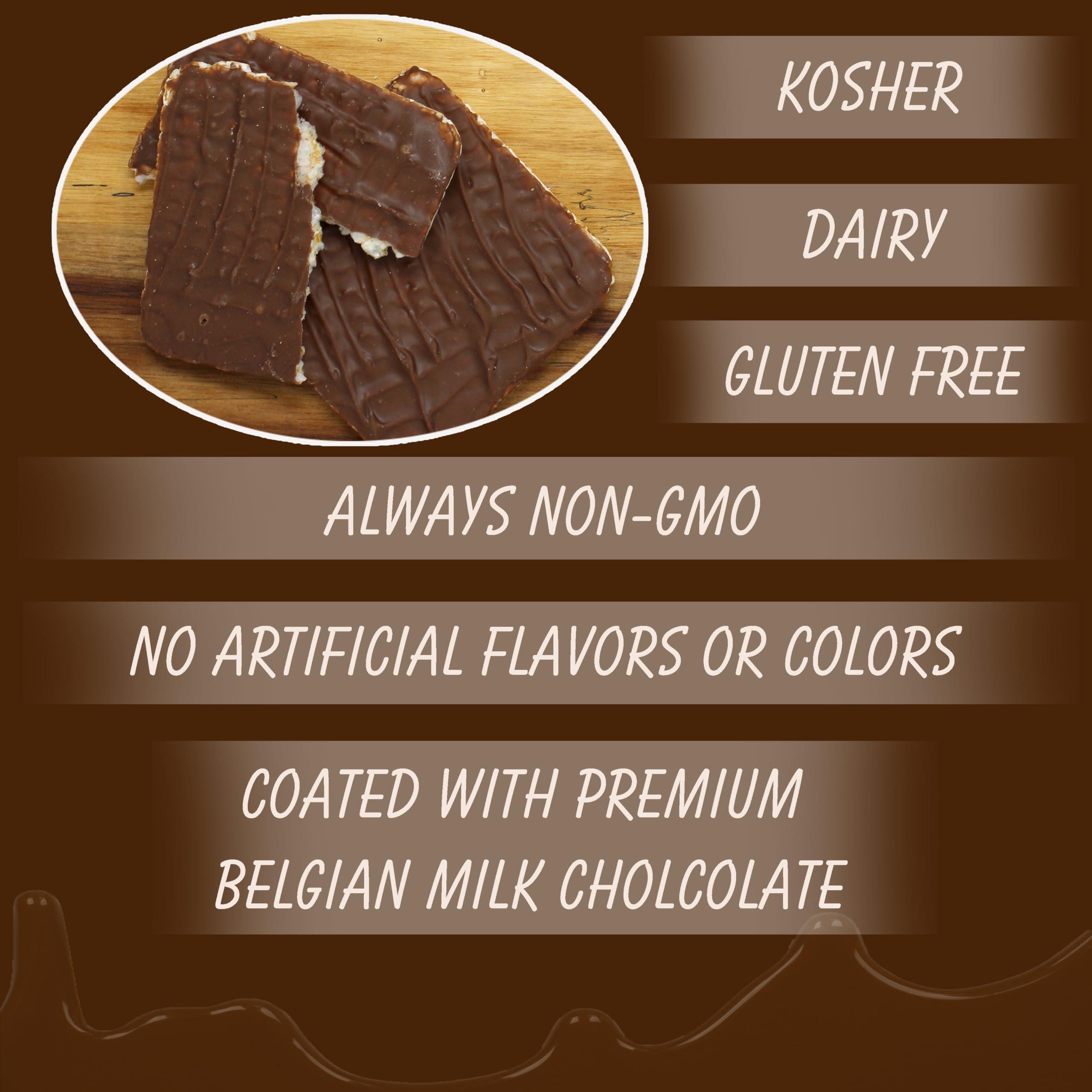 SNACKTERY Milk Chocolate Rice Cakes - Dairy Belgian Milk Chocolate Coated Rice Cake Snacks - Whole Grain Gluten Free Rice Cakes - Healthy Low Calorie Snacks - Kosher - 3 Pack - 6 Cakes Per Pack - 18 Total