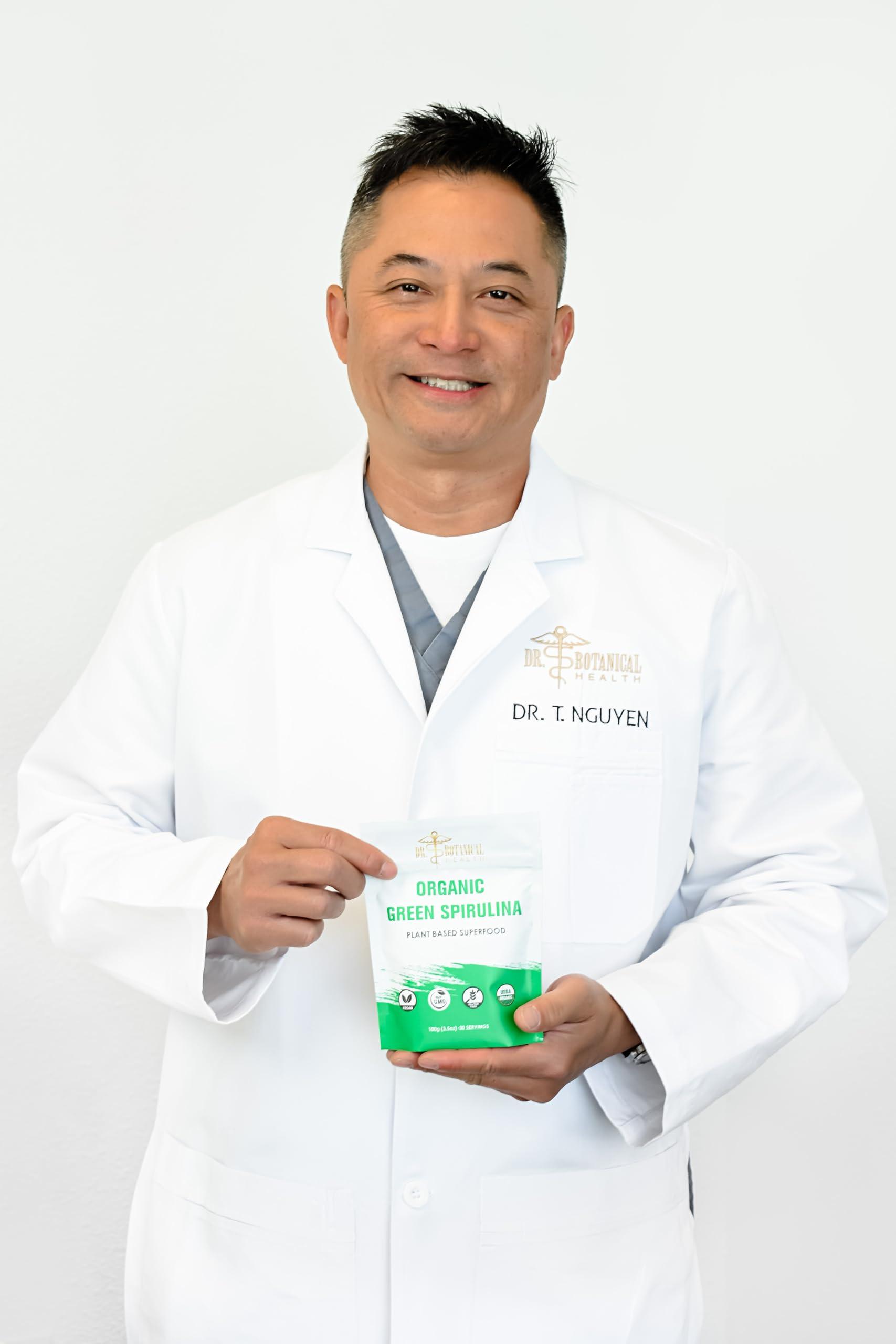 Dr. Botanical Health Dr. Botanical Health Green Spirulina Powder - Plant Based Superfood - Blue-Green Algae, No Fishy Smell, Natural Food Coloring for Smoothies & Protein Drinks - USDA Organic, Vegan, Gluten Free