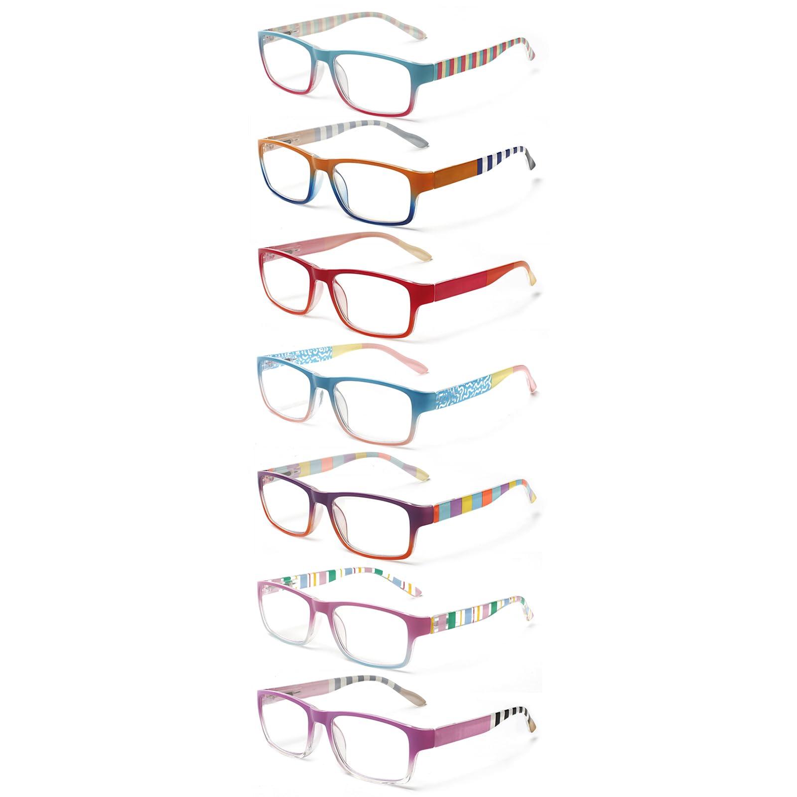 NORPERWIS NORPERWIS 7 Pack Reading Glasses for Women and Men Blue Light Blocking Spring Hinge Fashion Eyeglasses Readers (7 Pack Mix Color, 0.75)