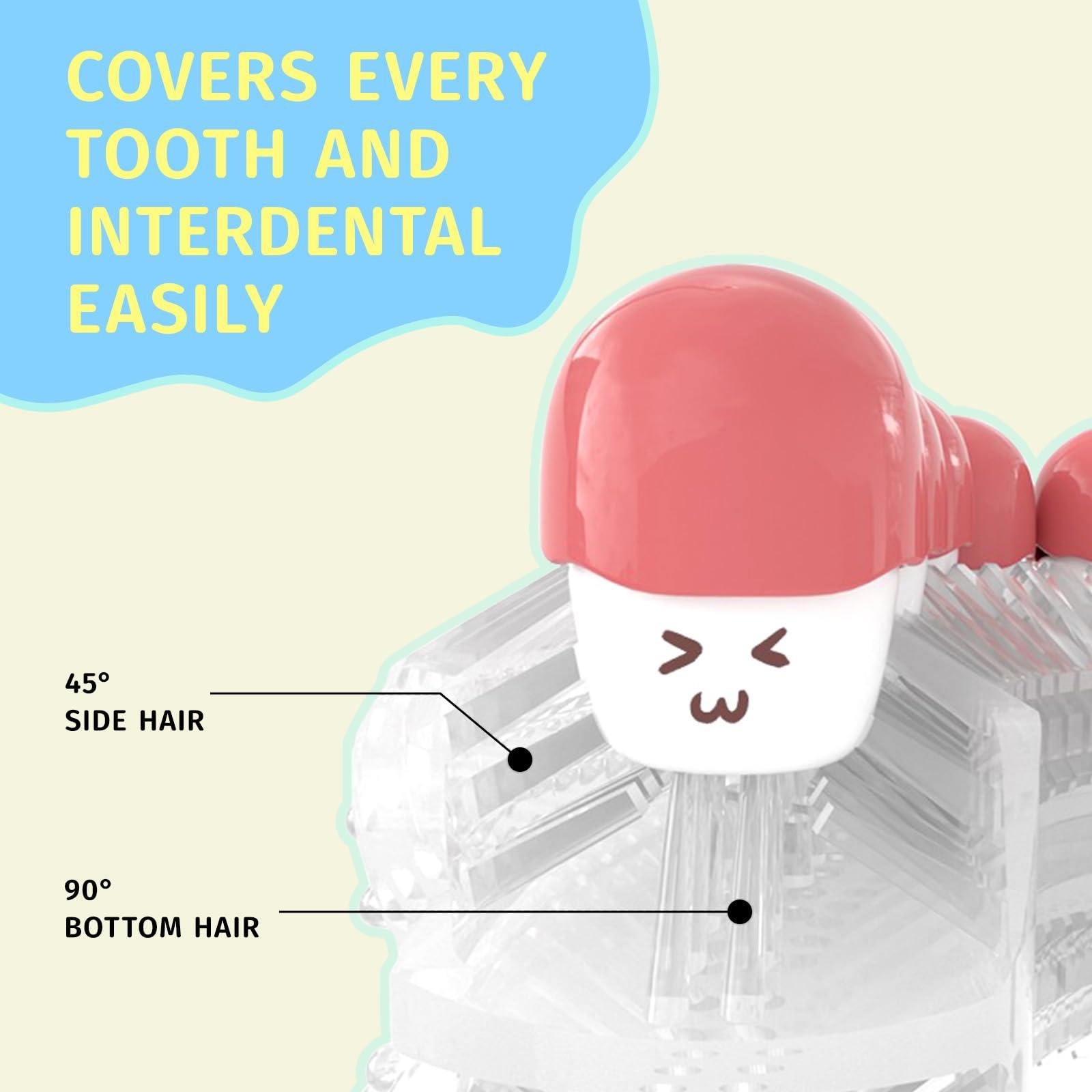 Yodabai yeklike Kids Electric Toothbrushes, U Shaped Ultrasonic Toothbrush,Rechargeable Kids Toothbrush w/Smart Timer, Sonic Toothbrush Kids with 6 Modes, IPX7 Waterproof Design (2-7 Year Old, Pink)