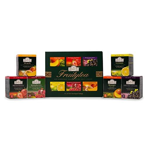 Ahmad Tea Ahmad Tea Black & Green Tea, Fruitytea Assorted Sampler Variety Gift Box, 60 Foil Teabags - Caffeinated & Sugar-Free