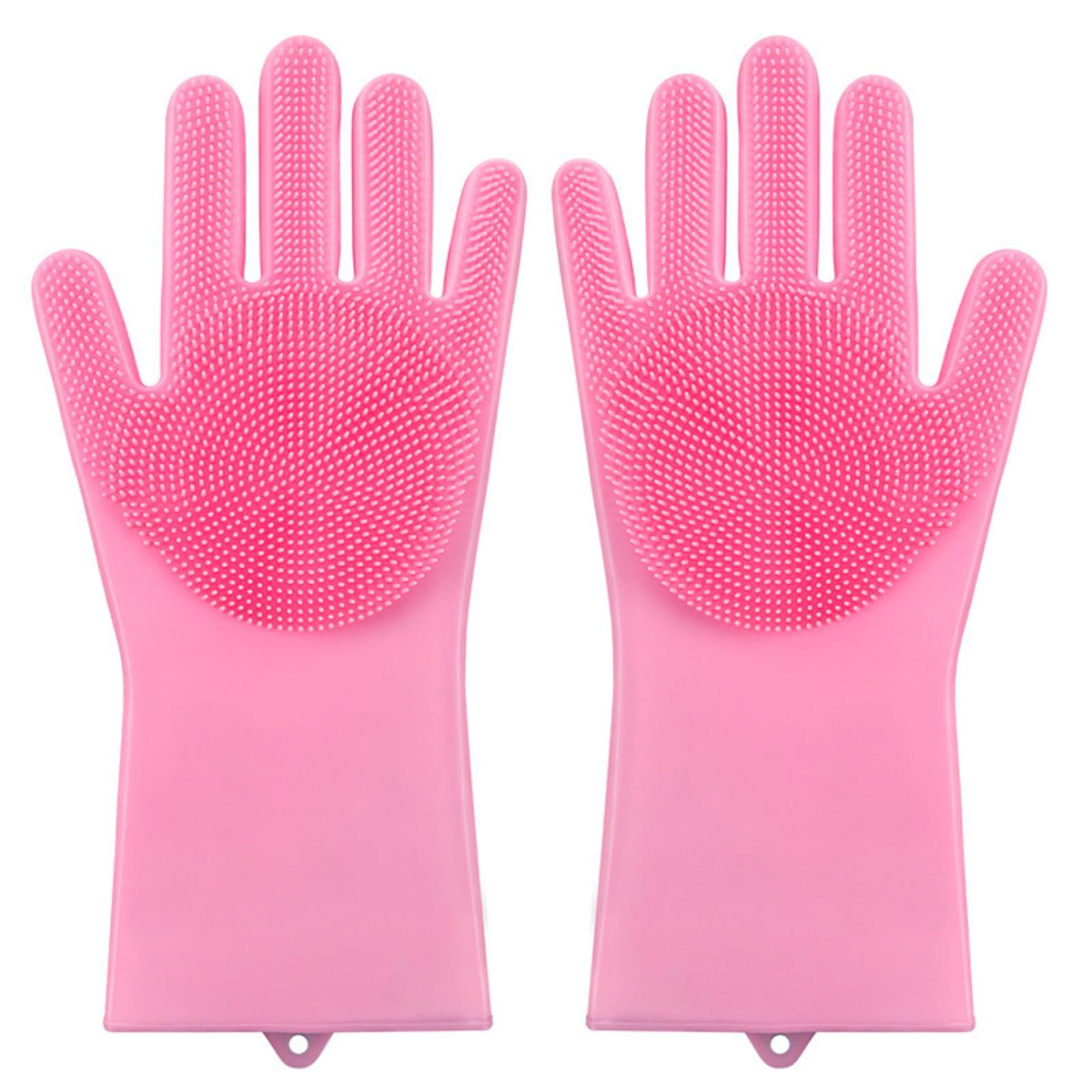 ShAzan Rubber Silicone dishwashing Gloves Household high-Temperature Resistance Anti-Scald Waterproof Kitchen Bowl Washing Gloves