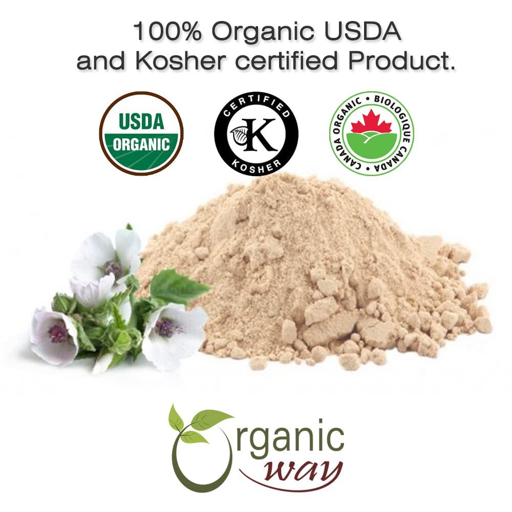 Organic Way Organic Way Marshmallow Root Powder (Althaea Officinalis) - Herbal Tea | European Wild-Harvest | Organic & Kosher Certified | Vegan, Non GMO & Gluten Free | USDA Certified | Origin - Albania (2Oz.)