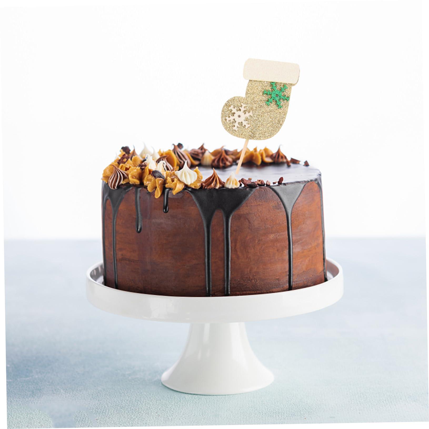 ifundom ifundom 16pcs Christmas Theme Cake Toppers Christmas Tree Topper Star Shaped Fruit Dessert Cake Picks Cheistmas Tree Topper Reindeer Fruit Picks Decor Food Picks Box Props Wooden