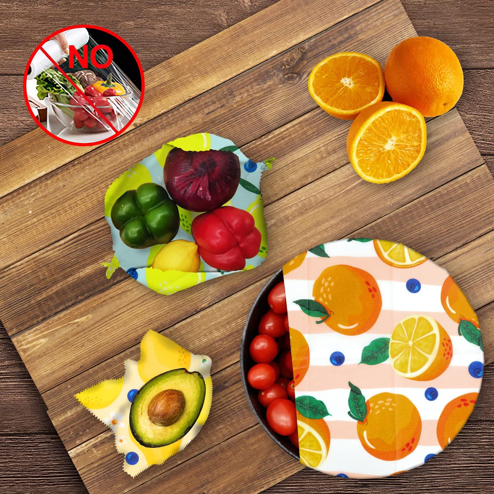 WDG Reusable Beeswax Wrap - 9 Pack, Beeswax Wraps for Food, Eco-Friendly Beeswax Food Wrap, Organic, Sustainable, Biodegradable, Zero Waste, Plastic-Free Food Storage (1L Orange | 3M Lemon | 5S Pear)