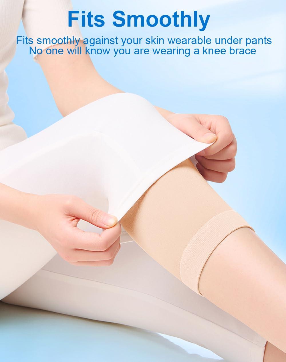 SUJAYU SUJAYU 1 Pair Knee Compression Sleeves for Women & Men, Lightweight Thin Knee Sleeves for Knee Pain Relief, Knee Warmers Knee Brace Undersleeve Dancer Knee Pads, Knee Brace for Daily Use (Beige)