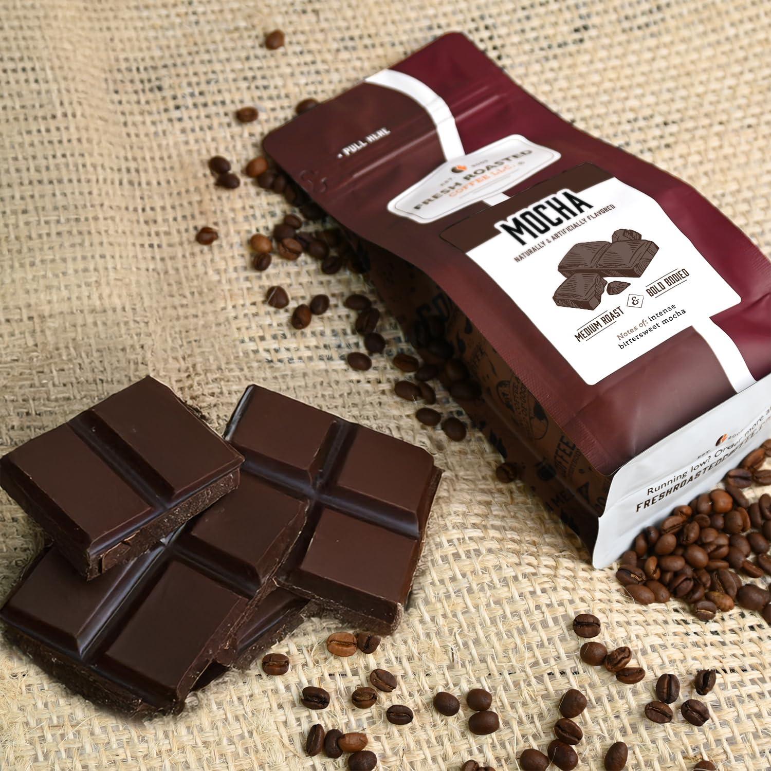 Fresh Roasted Coffee Fresh Roasted Coffee, Mocha Flavored Coffee, 12 oz, Medium Roast, Kosher, Whole Bean