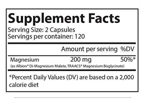 Morning Pep Magnesium Bisglycinate Chelate 240 Vegi Caps 200mg Elemental per Serving
