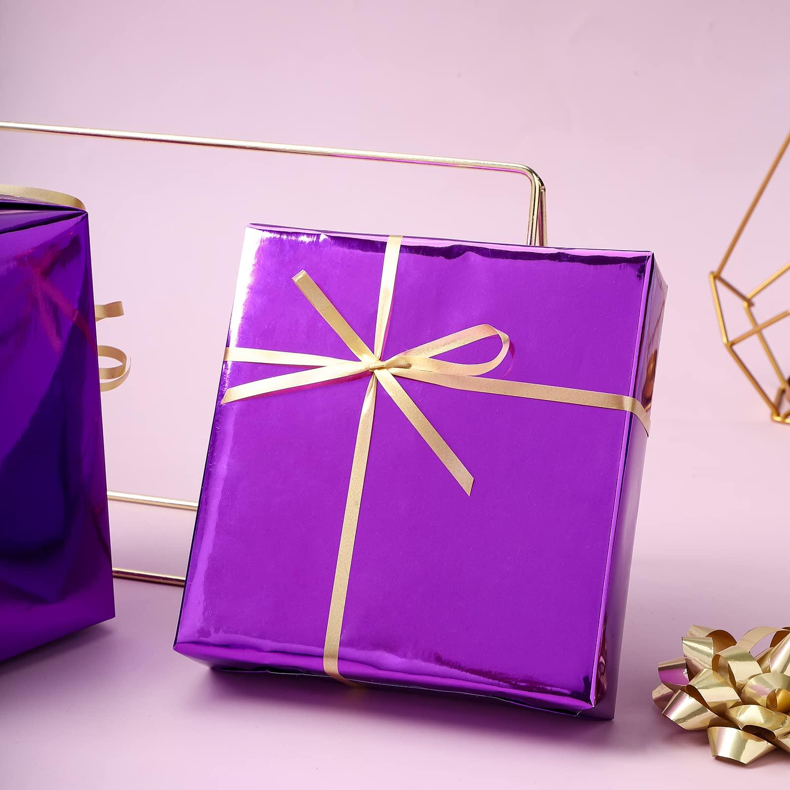 RUSPEPA RUSPEPA Purple Metallic Wrapping Paper - Solid Color Paper Perfect for Halloween, Birthday, Christmas, Baby Shower - 17.5 Inches X 32.8 Feet