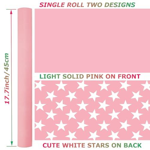 U\'COVER U\'COVER Pink Gift Wrapping Paper Roll for Girls Women Birthday Baby Shower Wedding Christmas Valentines Day Anniversary Graduation Holiday Gift Wrap Rolls Star Pattern Medium Roll (PINK)
