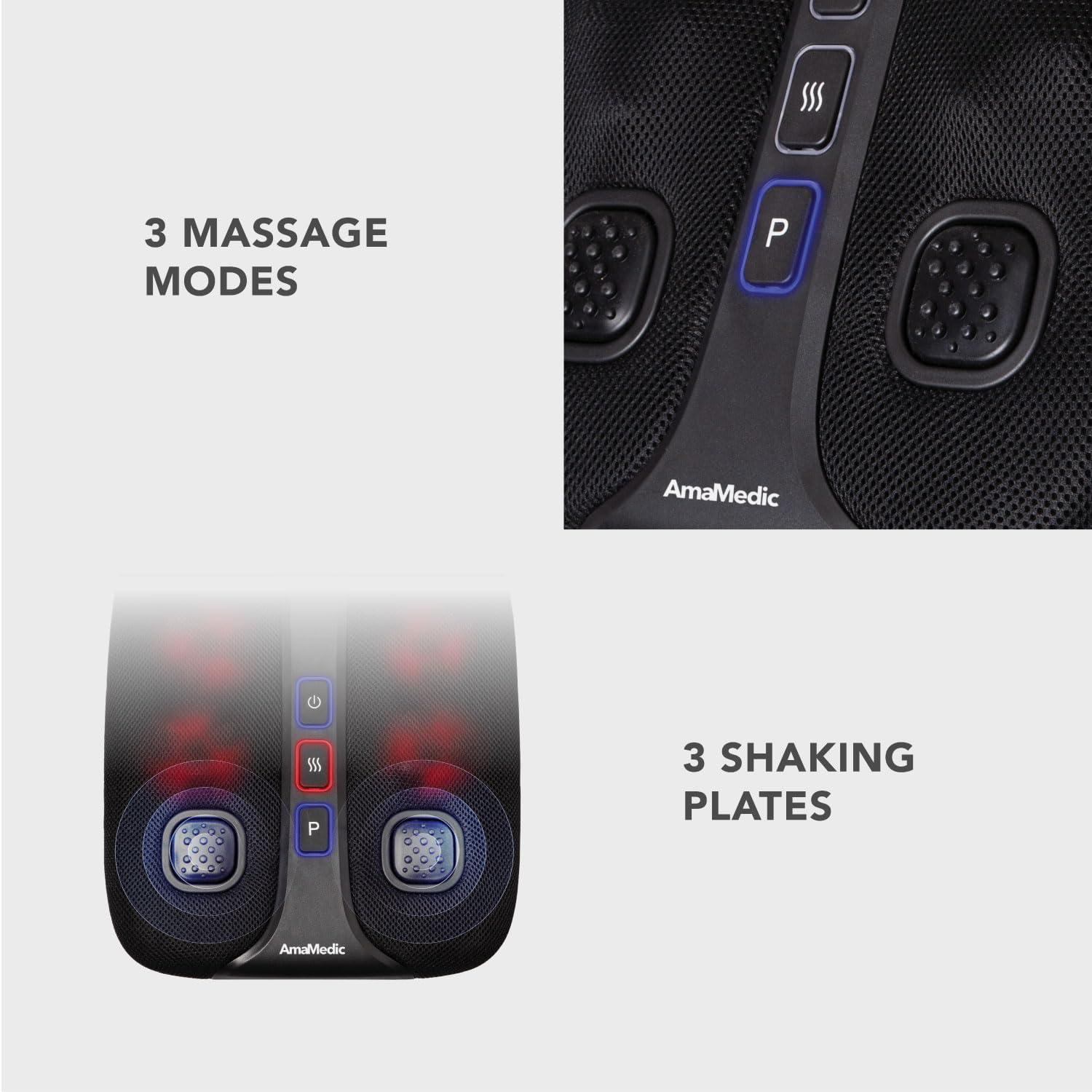 AmaMedic AmaMedic AM-50181 Sonic Vibration foot massager, 4 Massage Heads, Soothing Heat Therapy, 3 Massage Modes, 3 Shaking Plates