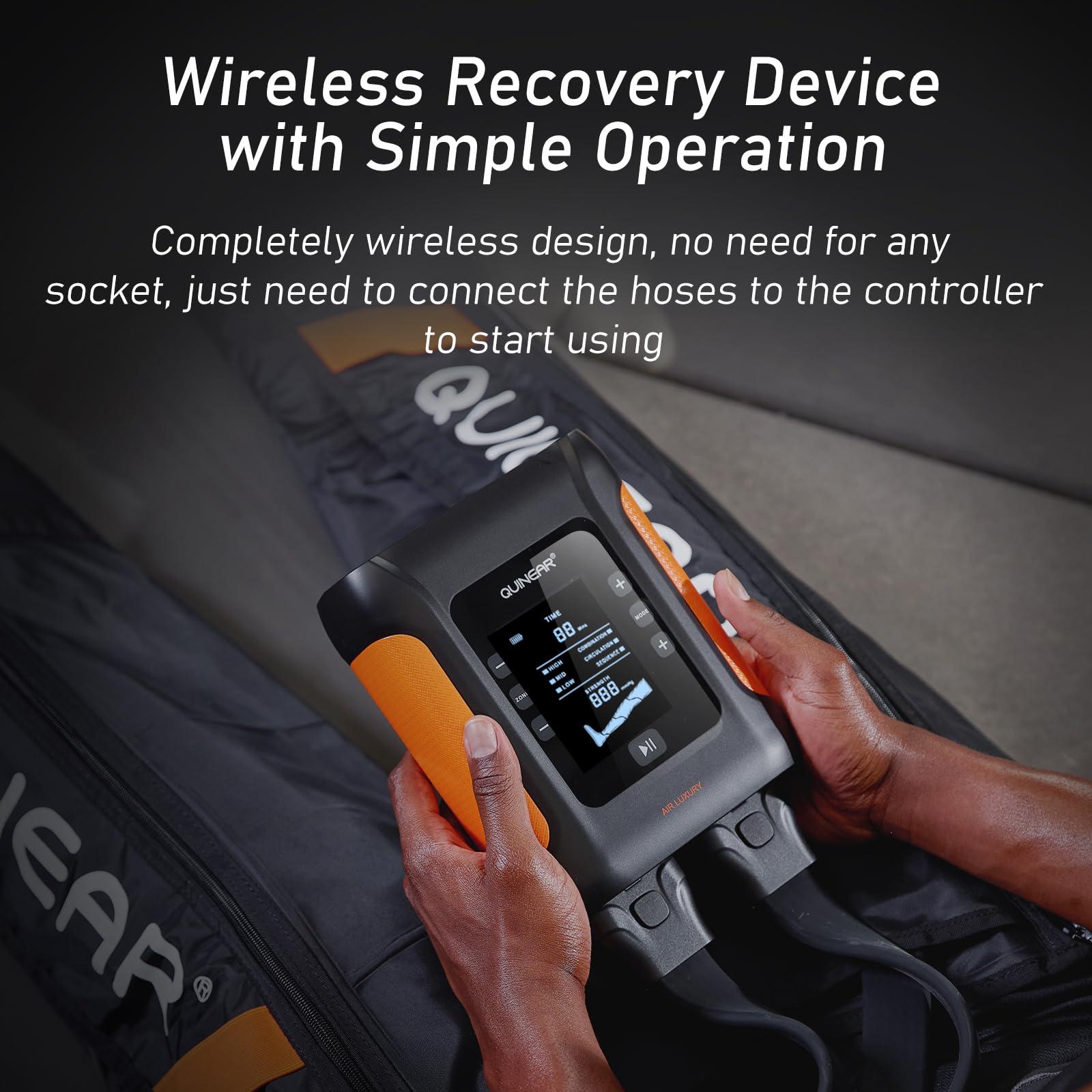 QUINEAR QUINEAR Professional Leg Recovery System, Cordless Air Compression Boots with Sequential Compression, Leg and Foot Massager, Fast Recovery Therapy for Athletes, FSA HSA Eligible (Small)