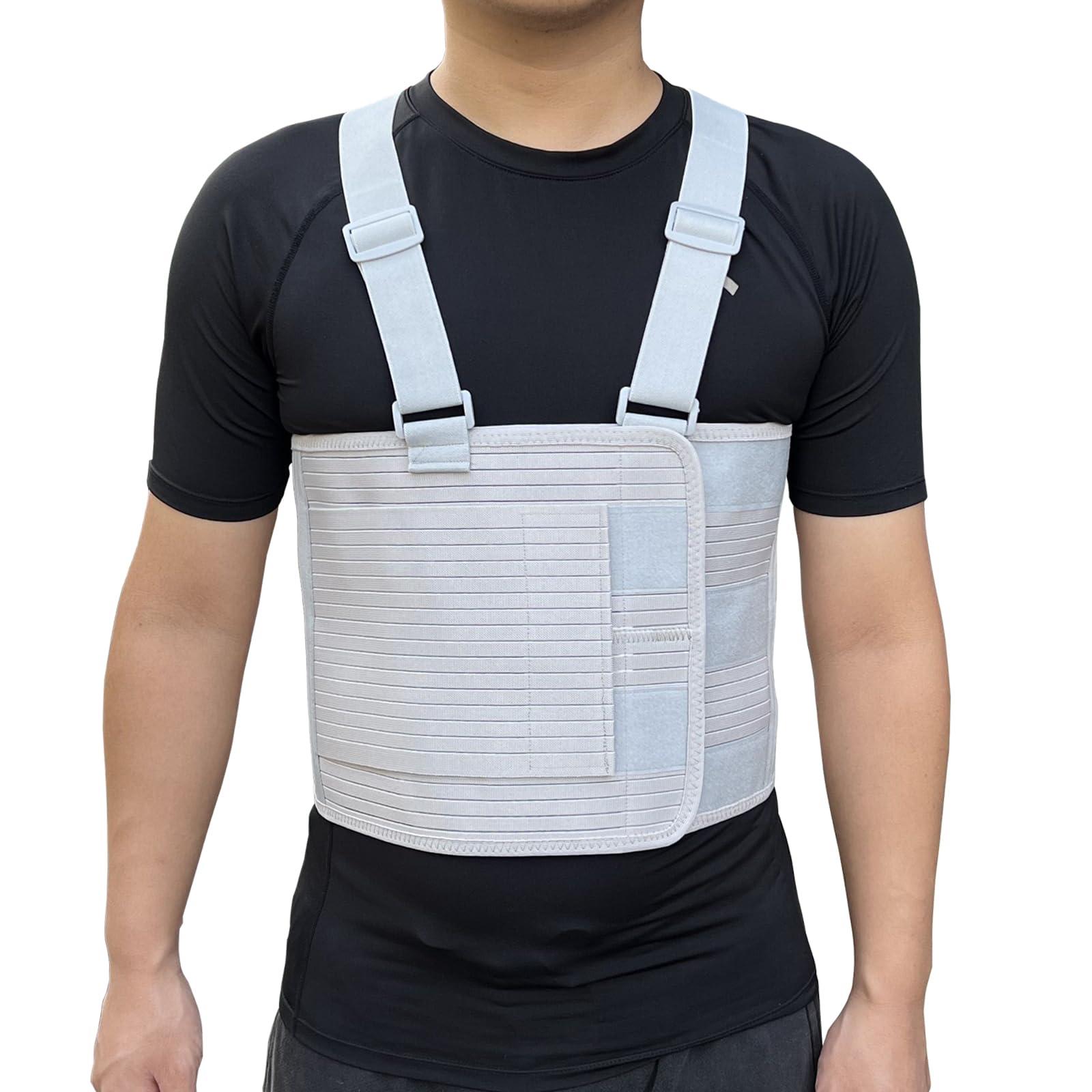 Jeelathy Rib Injury Chest Binder Brace for Cracked Ribs - Elastic Rib Support Belt for Men and Women - Rib Cage Support Belts Chest Compression Wrap for Bruised, Fractured or Dislocated Ribs Protection, Compression Wrap and Chest Support (Large ( Fits 41 - 51