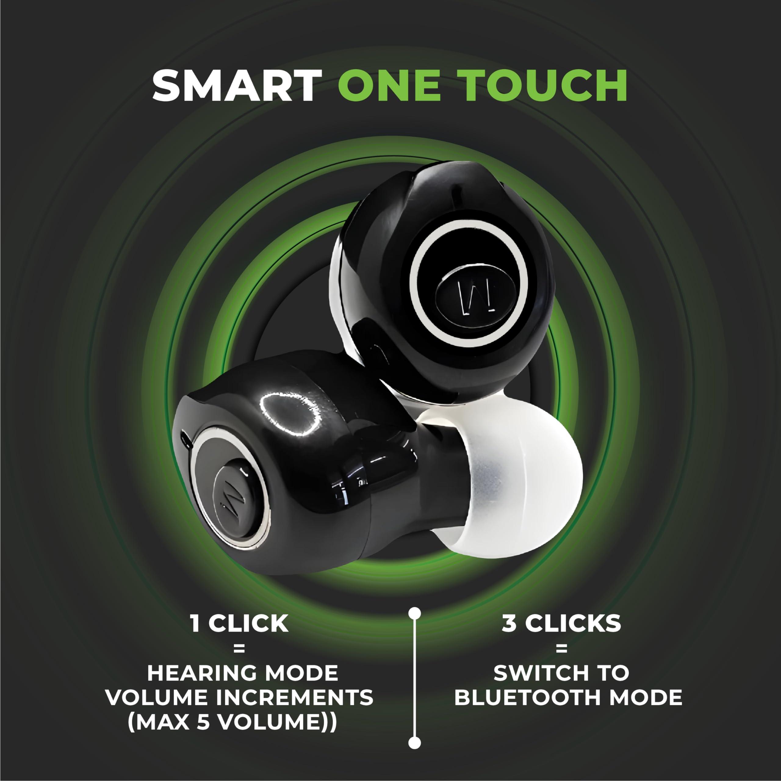 Amphos Amphos Viola Hearing Aids with Bluetooth & Voice Prompts for Seniors Rechargeable with Noise Canceling OTC - Wireless Connectivity for Phone, TV & Devices - Nano Digital Amplifiers for Adults - Enhance your Hearing with Seamless Connectivity!