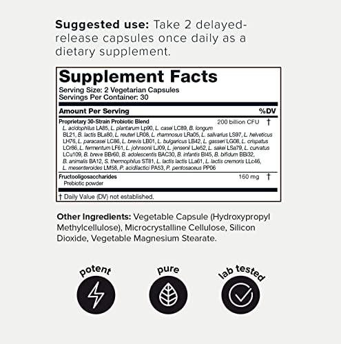Toniiq Toniiq 200 Billion CFU Probiotic Supplement 30 Verified Third-Party Tested Strains - Fully Shelf-Stable Probiotics Formula with Prebiotic Blend - Extended Release Capsules