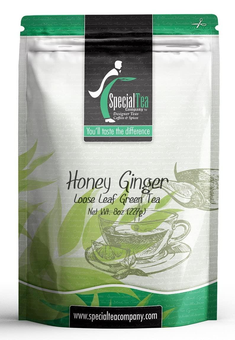 SpecialTea Company Special Tea Loose leaf Green Tea, Honey Ginger, 8 Ounce