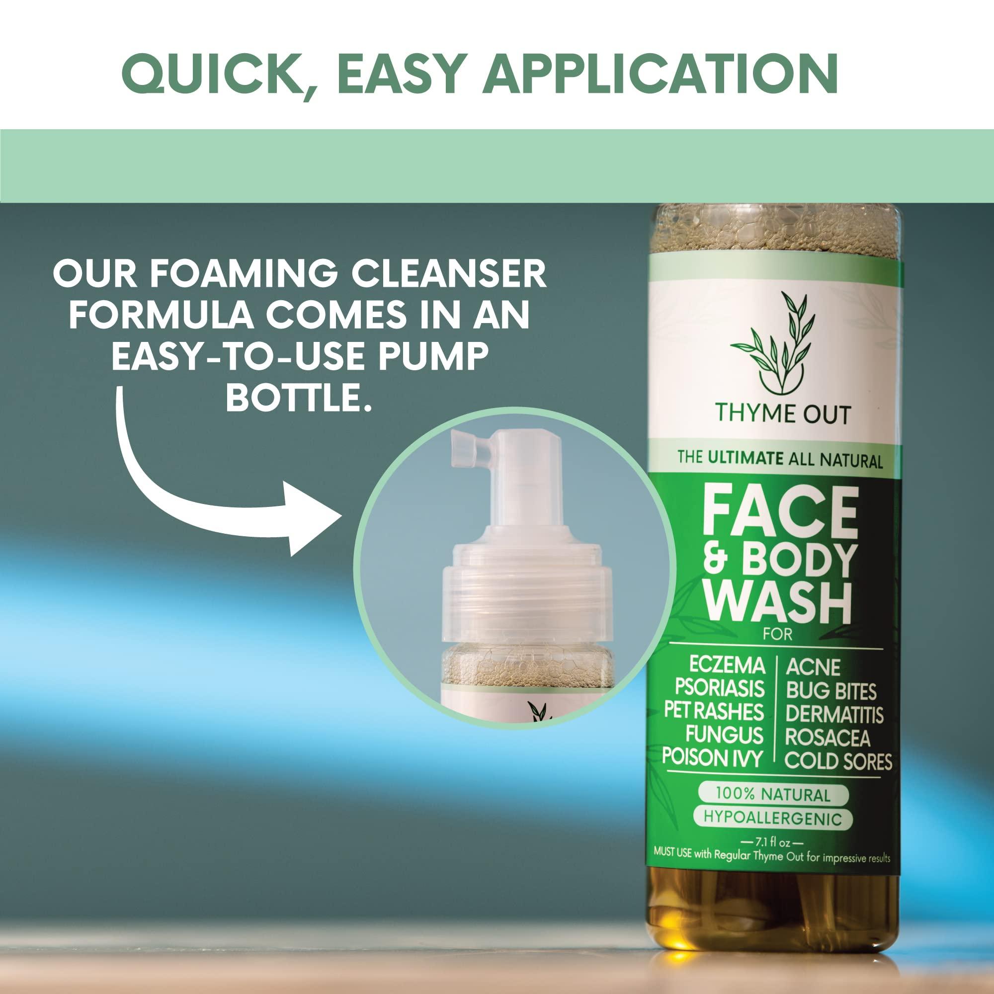Thyme Out Thyme Out All Natural Face & Body Wash for Eczema, Psoriasis, Pet Rashes, Poison Ivy, Acne, Bug Bites, Dermatitis, Rosacea & Cold Sores - Soothes Itching, and Irritation (7.1 oz)