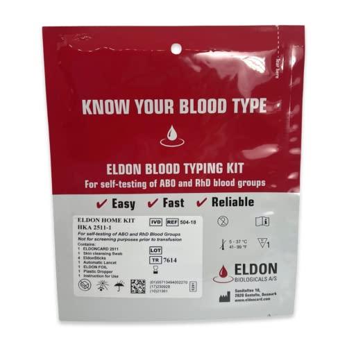 EldonCard Eldoncard Blood Typing Kit, 3 Test Pack, Know Your Blood Type, Accurate Instant Home Testing, Determine A, O, B, Rhs-D Negative & Positive Groups