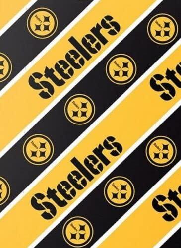 FOCO Pittsburgh Steelers Team Gift Wrapping Paper, 20 Sqft (2.5 Ft X 2.67 Yd) Holiday Christmas