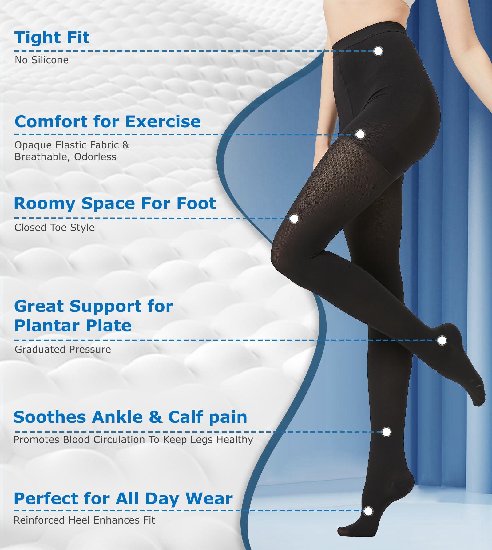 MGANG MGANG Medical Compression Pantyhose for Women & Men, Closed Toe, Opaque, Waist High Compression Circulation Leggings, 15-20 mmHg Firm Support Compression Hose for Varicose Veins, Edema, DVT, Black S