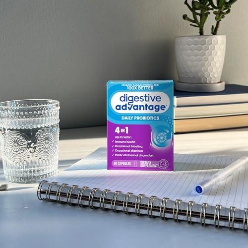 Digestive Advantage Digestive Advantage Probiotics For Digestive Health, Daily Probiotics For Women & Men, Supports Gut Health, Occasional Bloating & Diarrhea, Minor Abdominal Discomfort, & Immune Support, 60ct Capsules